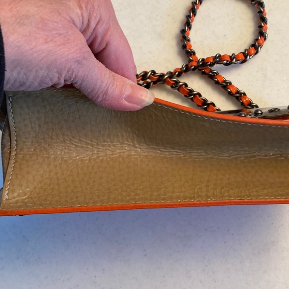 Moschino Chic Patent Chocolate & Orange Mini Bag - Picture 8 of 12